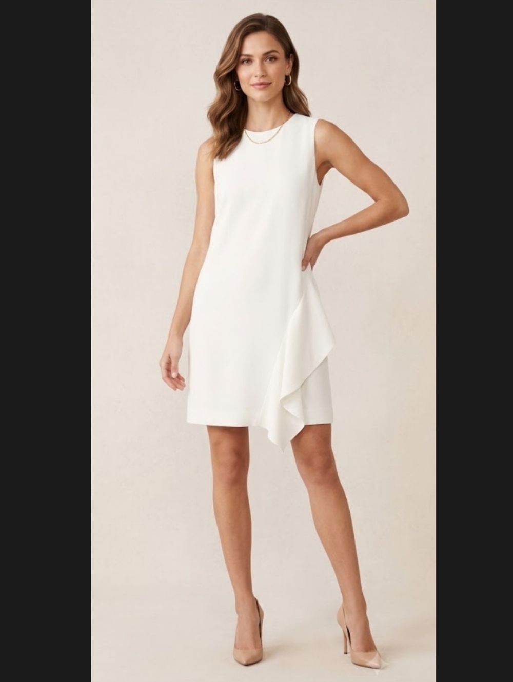 Diane von Furstenberg Wylda Sleeveless Shift Dress in Off White Size 10